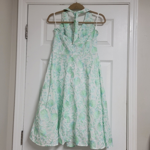 Lilly Pulitzer White Blue Green Embroidered Willa Halter Dress. - Picture 3 of 10